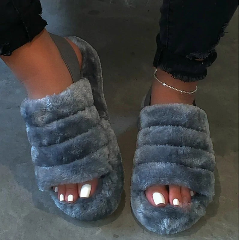 2020 Women Indoor Fur Slides