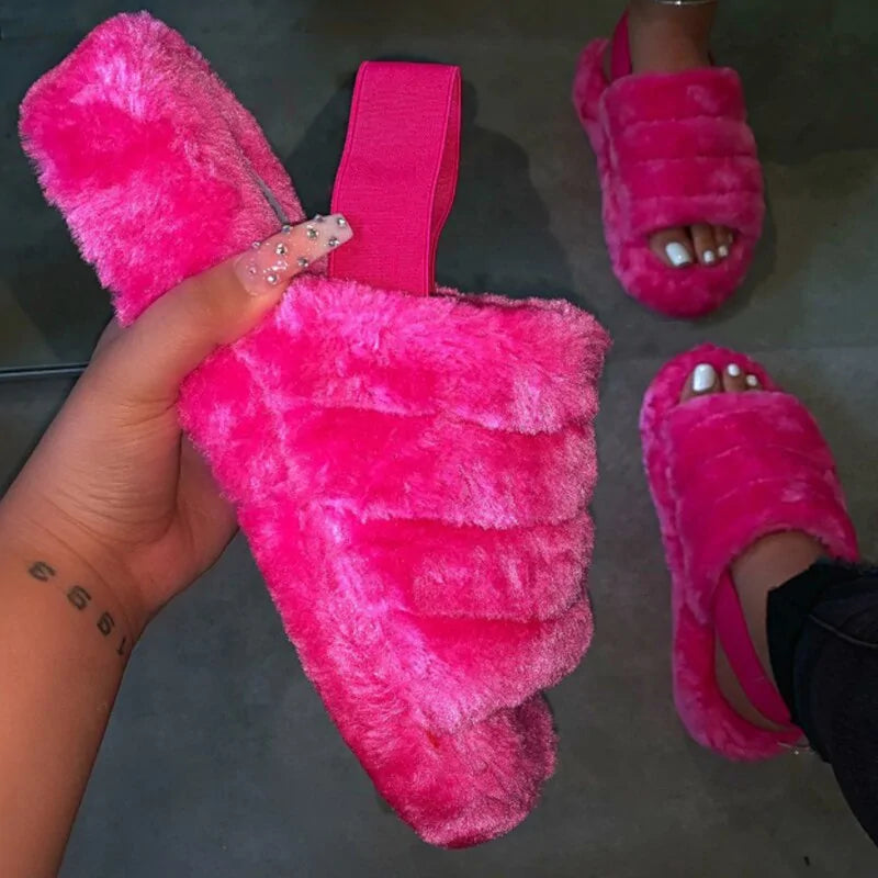 2020 Women Indoor Fur Slides